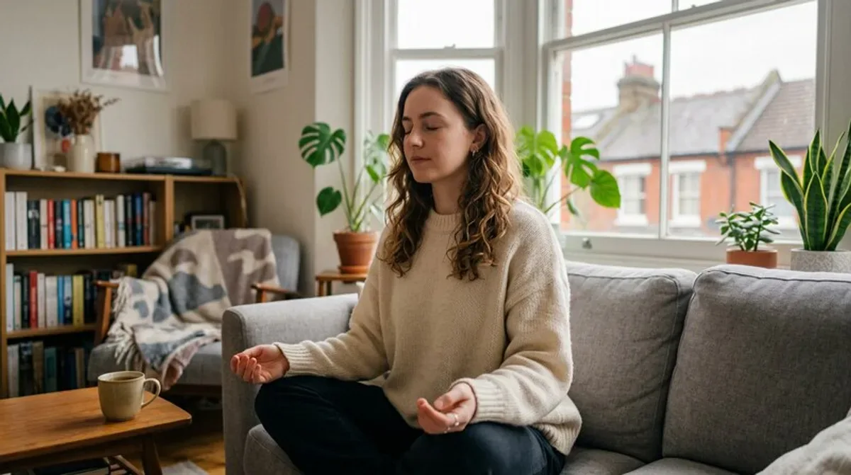 Woman with anxiety taking deep breath - medical cannabis mental health treatment UK London